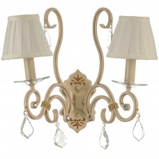 Απλίκα τοίχου 2xE14 Μεταλλικό Μπεζ Υφασμάτινα Καπέλα 43308-2